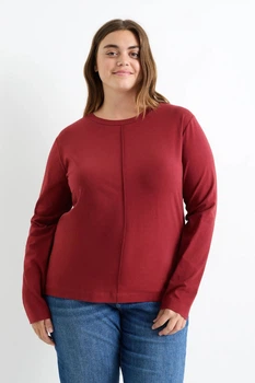 Лонгслив из хлопка C&A 2228868c47 XXL красный (100002310)