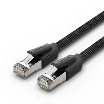 Патч-корд Vention CAT 8 SFTP RJ-45 40 Гбіт/с 2000 МГц 1 м бавовняне обплетення Чорний (IKOBF)