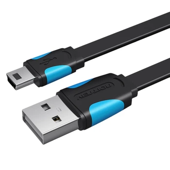 Кабель Vention USB 2.0 - Mini USB 2 м 2A Плоский Черный (VAS-A14-B200)