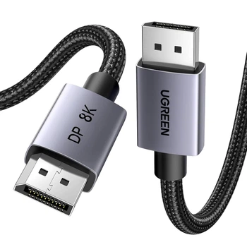 Кабель Ugreen DP120 DisplayPort v1.4 1 м Черный, 8K 60Hz, 4K 240Hz, 32.4 Гбит/с (25903)
