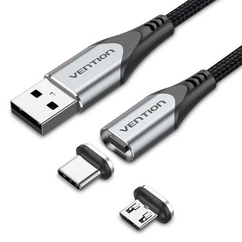 Кабель Vention USB 2.0 - Micro USB / USB-C магнитный 2-в-1 3A 0.5 м Серый (CQMHD)