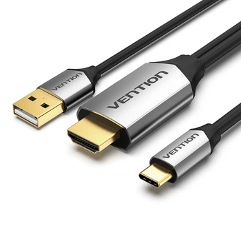 Кабель-переходник Vention USB-C - HDMI 4K 60Hz с USB питанием 1 м Черный (CGTBF)