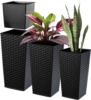 Donice na kwiaty z wkładem Kadax Pesaro K8055 19 cm + 25 cm + 30 cm Czarne