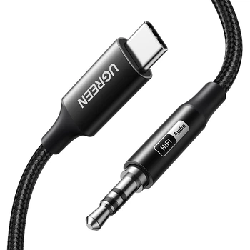Аудиокабель Ugreen CM450 USB-C - 3.5 мм AUX 1 м Hi-Res DAC 32bit/384kHz Черный (55734)