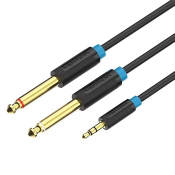 Аудиокабель Vention Jack 3.5 мм - 2x Jack 6.35 мм 1.5 м Черный (BACBG)