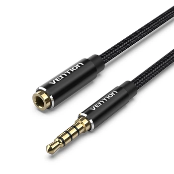 Кабель-удлинитель Vention 3.5 мм mini Jack TRRS 4-pin 2 м с поддержкой микрофона, хлопковая оплетка Черный (BHCBH)