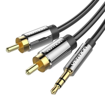 Кабель Vention 3.5 мм - 2RCA 3 м Hi-Fi, позолоченные контакты Черный (BCFBI)