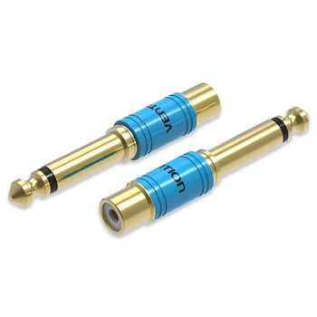 Аудиопереходник Vention 6.5 мм - RCA TS Mono штекер-гнездо, Hi-Fi, медный корпус Синий (VDD-C03)