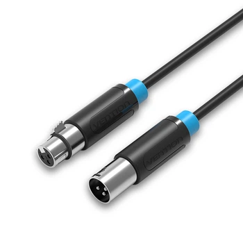 Аудіокабель Vention XLR Male - XLR Female 1 м Hi-Fi, балансний, екранований Чорний (BBFBF)