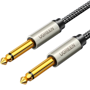 Аудиокабель Ugreen AV128 Jack 6.35 мм - Jack 6.35 мм 1 м Mono TS Серый (10636)