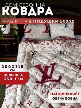 Одеяло демисезонное Евро размер набор одеяло и подушки "Louis Vuitton Шарм" одеяло из овечьей шерсти 200×215 см + 2 подушки 50×70 см