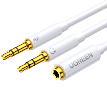 Аудіо спліттер UGREEN AV140 3.5 мм TRRS - 2x3.5 мм TRS 20 см Білий (20897)