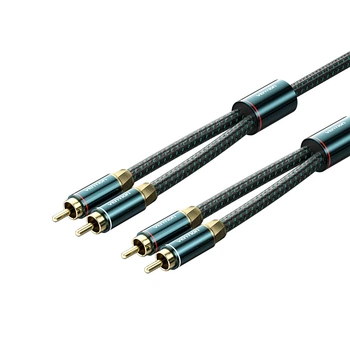 Аудиокабель Vention 2RCA - 2RCA 10 м посеребренная медь двойное экранирование хлопковая оплетка Зеленый (BCUGL)