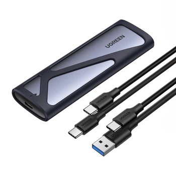 Внешний карман для SSD Ugreen CM400 M.2 NVMe/SATA USB 3.2 Gen2 Type-C 10 Гбит/с алюминий + силиконовый чехол Серый (90264)