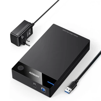 Зовнішня кишеня Ugreen US222 3.5" HDD SATA - USB 3.0 з блоком живлення 5 Гбіт/с Чорний (50422)