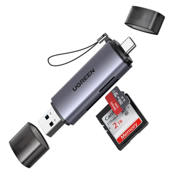 Кардридер Ugreen CM185 USB 3.0 + Type-C на SD / MicroSD 5 Гбит/с OTG Серый (50705)