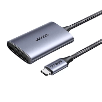 Картридер Ugreen CM401 USB Type-C 3.1 - SD / microSD UHS-I 5 Гбит/с OTG 15 см Алюминий Серый (80888)