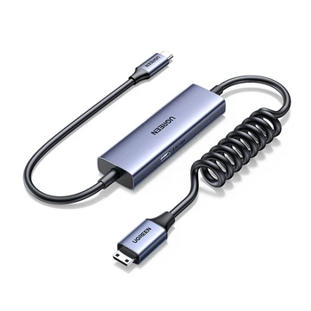 Карта видеозахвата Ugreen UG301 Mini HDMI - USB-C 2K 30Hz PD 100W Спиральный 0.5 м Серая (45028)