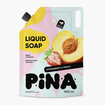 Жидкое мыло ТМ "PINA" Strawberry and peach 1500 мл дой-пак