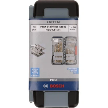 Набор сверл спиральных Bosch PRO Stainless Steel HSS-Co Set, 1-10 мм, 18 шт (2607017047)