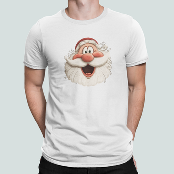 Мужская Новогодняя футболка Stedman с принтом Merry Christmas Санта красивые усы Белый M