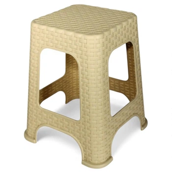 Табурет пластиковий, Ротанг 38×38×45 см, пластиковий стілець у плетеному дизайні, Бежевий (072-CREAMY)