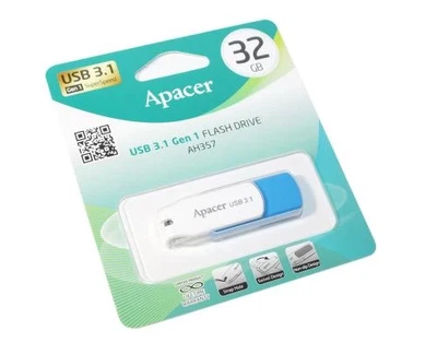 Флеш накопитель USB 32Gb Apacer AH357, White/Blue, USB 3.2 Gen 1 (AP32GAH357U-1)