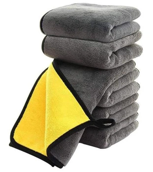 Автополотенце ColorWay, Grey/Yellow, двухслойная микрофибра, 50x60 см, плотность 800 г/м² (CW-5608)