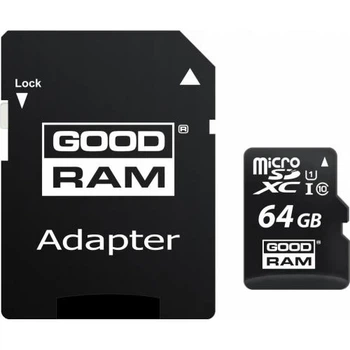 Карта пам'яті microSDXC, 64Gb, Goodram M1AA, Class10 UHS-I U1, SD адаптер, до 100/10 МБ/с (M1AA-0640R12)