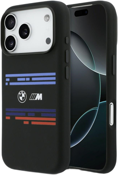 Панель BMW M Silicon Horizontal Line MagSafe для Apple iPhone 17 Pro Black (BMHMP17L25SHOTSK)