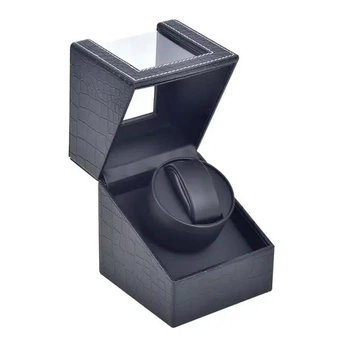 Шкатулка для подзавода часов Виндер тайммувер Watch Winder эко-кожа под крокодила (Черный)