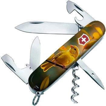 Ніж складаний, мультитул Victorinox Spartan Ukraine (91мм, 13 функцій), золотий птах 1.3603.7.T3170pw
