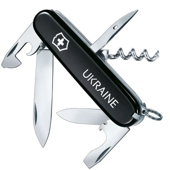 Ніж складаний, мультитул Victorinox Spartan UKRAINE (91мм, 12 функцій), чорний 1.3603.3_T0140u