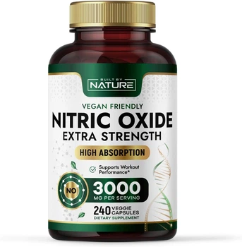 Добавка премиум-класса с оксидом азота Built by Nature Nitric Oxide Supplement 3000mg 240 капсул