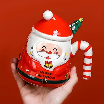 Чашка "Merry Christmass" Санта JJX001 Red кухоль у формі Санти з ложкою в подарунковій упаковці