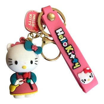 Брелок Hello Kitty в розово-бирюзовом платье