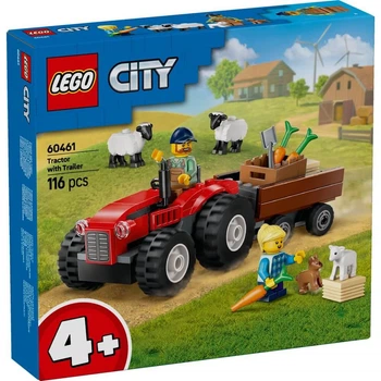 Конструктор LEGO City Красный фермерский трактор с прицепом и овцами 116 детали (60461)