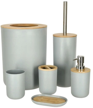 Zestaw akcesoriów łazienkowych KIK 6 elementów Szary (5903039748415)