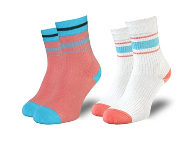 Набір жіночих шкарпеток високих бавовняних VividSocks Полоска 36-40 2 пари Білий/Рожевий (4820280860295)