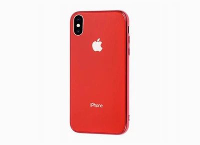 Чехол стеклянный Glass case для IPhone X/Xs (01) Red красный