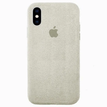 Чехол Alcantara Алькантара для iPhone Xs Max (04) Antique white молочный