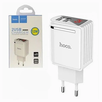 Адаптер сетевое зарядное устройство Hoco C39A Enchanting 2.4а 2USB-порта White Белый