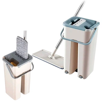 Швабра лентяйка с отжимом 2в1 Scratch Cleaning Mop / Комплект швабра с ведром / Самоотжимающая швабра