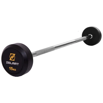 Штанга 15кг с фиксированным весом прямая обрезиненная Zelart Rubber Coated Barbell 2685-15 длина 95см