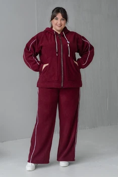 Спортивный женский костюм флис Olis-Style Кант 56 Бордовый (ROZ660106559)