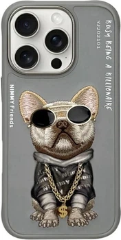 Etui plecki Nimmy Glasses Cool Dog do Apple iPhone 16 Pro Max Grey (6971080319327)