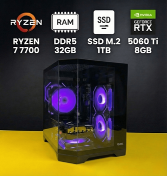 Игровой Компьютер (ПК) Custom/Ryzen 7 7700/32GB/1TB SSD M.2/RTX 5060 Ti 8GB