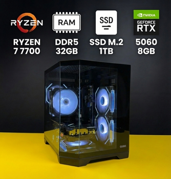 Игровой Компьютер (ПК) Custom/Ryzen 7 7700/32GB/1TB SSD M.2/RTX 5060 8GB