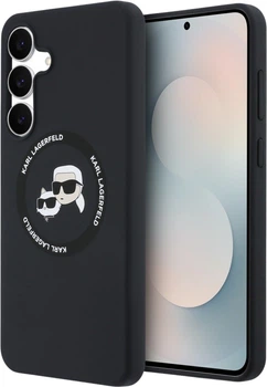 Панель Karl Lagerfeld Silicone Karl&Choupette Heads MagSafe для Samsung Galaxy S25 FE Black (KLHMS25FESKCHTCK)