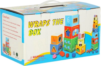 Пірамідка-сортер KIK розвиваюча дерев'яна для вивчення рахунку та форм 71 см XXL (5903039765672)